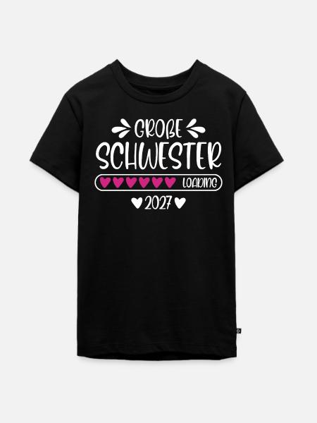 Große Schwester 2027 loading - Teenager Premium Bio T-Shirt - Schwarz