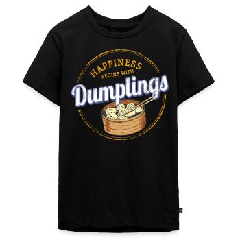 Dumpling Food Baozi Design Vintage Teigtasche - Teenager Premium Bio T-Shirt - Schwarz - Vorne - AI Model Teenager Male light (155cm)