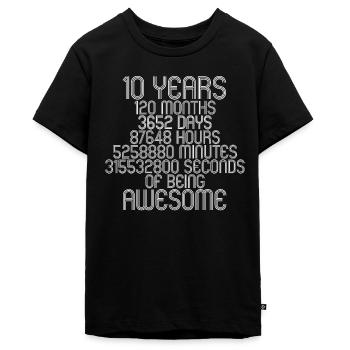 10. Geburtstag | 10 Jahre | 2 Schaltjahre inklusiv - Teenager Premium Bio T-Shirt - Schwarz - Vorne - AI Model Teenager Male light (155cm)