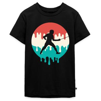 Fechten triefend Fecht Sport Degen Fechter - Teenager Premium Bio T-Shirt - Schwarz - Vorne - AI Model Teenager Male light (155cm)