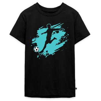 Football-Footballer-Footballer - Teenager Premium Organic T-Shirt - black - Front - AI Model Teenager Male light (155cm)