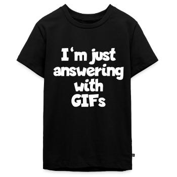 Répondre à un message texte GIF Chat Cadeau - T-shirt Premium bio Ado - noir - Devant - AI Model Teenager Male light (155cm)