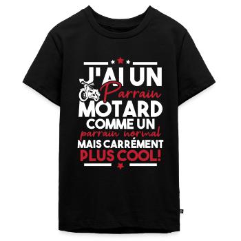 J ai un parrain motard comme un parrain normal - T-shirt Premium bio Ado - noir - Devant - AI Model Teenager Male light (155cm)
