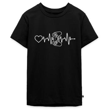 Heartbeat Gamer Gamer - T-shirt Premium bio Ado - noir - Devant - AI Model Teenager Male light (155cm)