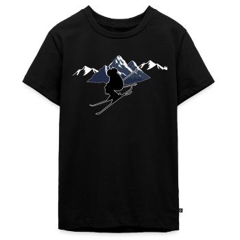 Skiing - Teenager Premium Organic T-Shirt - black - Front - AI Model Teenager Male light (155cm)