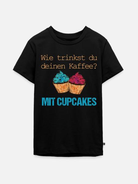 Kaffee nur mit Cupcakes - Teenager Premium Bio T-Shirt - Schwarz