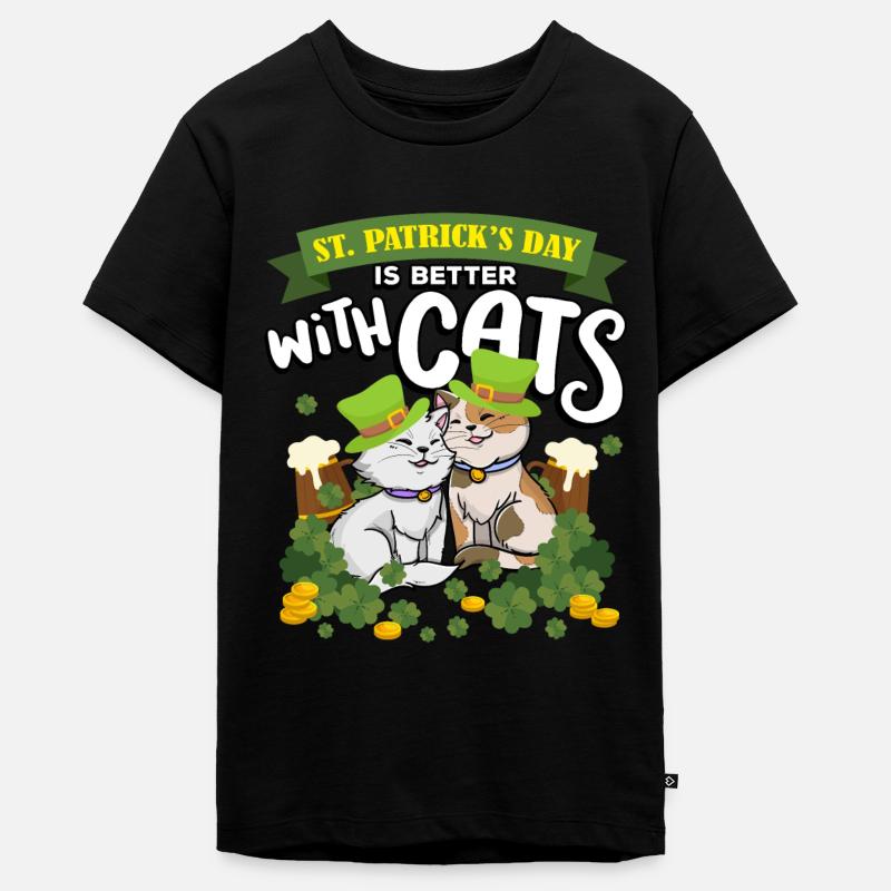 La Saint-Patrick est meilleure avec les chats St. Paddy - T-shirt Premium bio Ado - noir