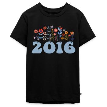 2016 Blumenmuster 2016 Blumen-thema Blumen 2016 - Teenager Premium Bio T-Shirt - Schwarz - Vorne - AI Model Teenager Male light (155cm)