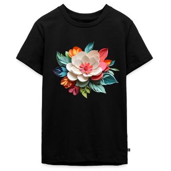 Joie de la fleur - T-shirt Premium bio Ado - noir - Devant - AI Model Teenager Male light (155cm)