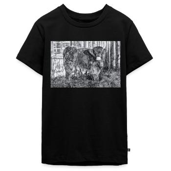 Highland cattle - Teenager Premium Organic T-Shirt - black - Front - AI Model Teenager Male light (155cm)