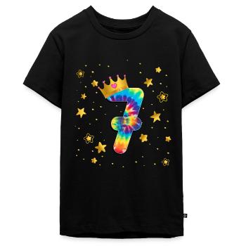 Teinture d’anniversaire colorée 7 ans filles 7. - T-shirt Premium bio Ado - noir - Devant - AI Model Teenager Male light (155cm)