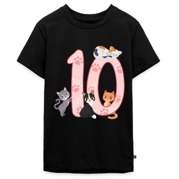 10. Geburtstag Mädchen Katze - Teenager Premium Bio T-Shirt - Schwarz - Vorne - AI Model Teenager Male light (155cm)