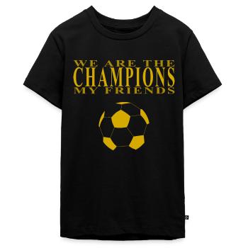 Wir sind die Champions, Fußball, goldene Farbe - Teenager Premium Bio T-Shirt - Schwarz - Vorne - AI Model Teenager Male light (155cm)