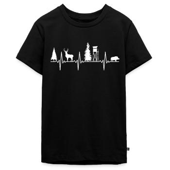 Jäger Herzschlag - Teenager Premium Bio T-Shirt - Schwarz - Vorne - AI Model Teenager Male light (155cm)