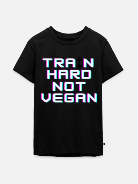 Train hard not vegan - Teenager Premium Bio T-Shirt - Schwarz