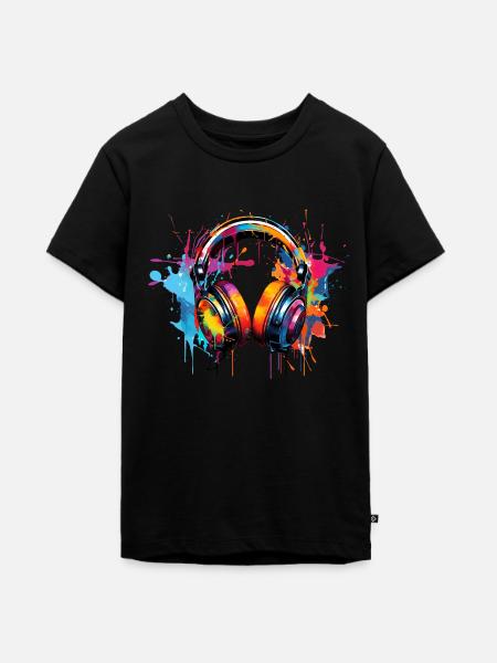 Kopfhörer Graffiti Style - Teenager Premium Bio T-Shirt - Schwarz
