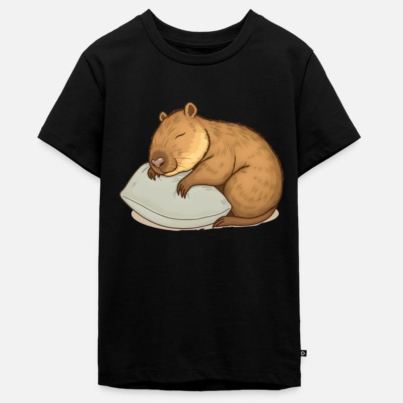 Capybara endormi mignon - T-shirt Premium bio Ado - noir