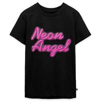 Neon Angel Pink - Tieners Premium Bio T-shirt - zwart - Voor - AI Model Teenager Male light (155cm)