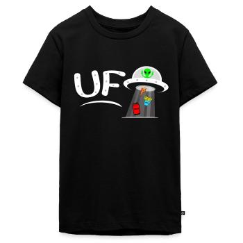 UFO 🖤💙 und Universum - Teenager Premium Bio T-Shirt - Schwarz - Vorne - AI Model Teenager Male light (155cm)