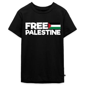 Free Palestine Shirt | Charity | Free Palestine - T-shirt Premium bio Ado - noir - Devant - AI Model Teenager Male light (155cm)