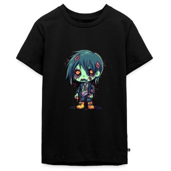 Halloween Zombie Junge - Kawaii süß Monster Horror - Teenager Premium Bio T-Shirt - Schwarz - Vorne - AI Model Teenager Male light (155cm)