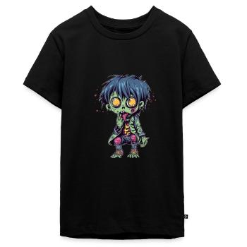 Halloween Zombie Junge - Kawaii süß Monster Horror - Teenager Premium Bio T-Shirt - Schwarz - Vorne - AI Model Teenager Male light (155cm)