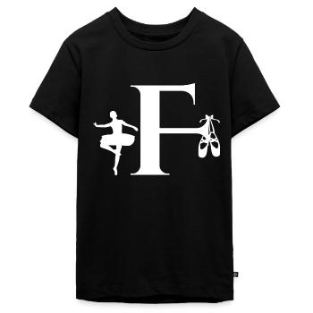 Buchstabe f Ballerina - Teenager Premium Bio T-Shirt - Schwarz - Vorne - AI Model Teenager Male light (155cm)