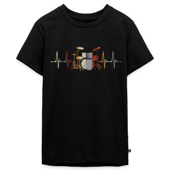 Schlagzeug Schlagzeuger Drummer Herzschlag - Teenager Premium Bio T-Shirt - Schwarz - Vorne - AI Model Teenager Male light (155cm)