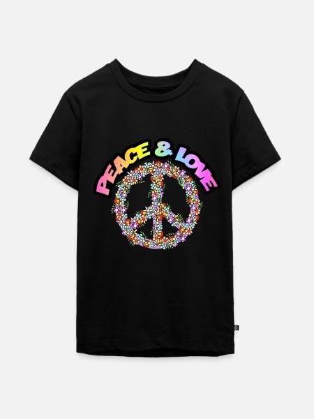 FRIEDEN UND LIEBE - Teenager Premium Bio T-Shirt - Schwarz