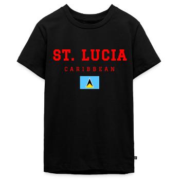 Saint Lucia - Teenager Premium Organic T-Shirt - black - Front - AI Model Teenager Male light (155cm)