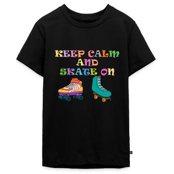 Rollschuh Fahren Skate Sport Rollschuhe Geschenk - Teenager Premium Bio T-Shirt - Schwarz - Vorne - AI Model Teenager Male light (155cm)
