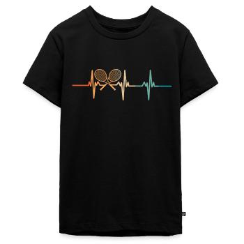Tennis-Herzschlag - Teenager Premium Bio T-Shirt - Schwarz - Vorne - AI Model Teenager Male light (155cm)
