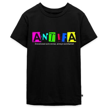 Antifa - Sometimes anti-social, always antifascist - Teenager Premium Bio T-Shirt - Schwarz - Vorne - AI Model Teenager Male light (155cm)