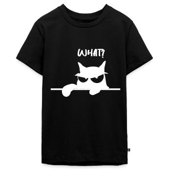 Lustige Katze - Teenager Premium Bio T-Shirt - Schwarz - Vorne - AI Model Teenager Male light (155cm)