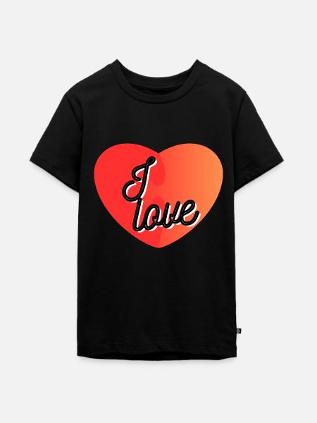 I love Heart - Teenager Premium Bio T-Shirt - Schwarz