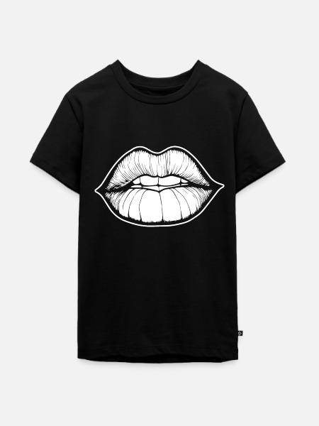 Lippen Mund Kussmund - Teenager Premium Bio T-Shirt - Schwarz