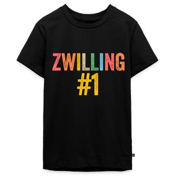 Zwillingsgeschwister Zwilling Zwillinge - Teenager Premium Bio T-Shirt - Schwarz - Vorne - AI Model Teenager Male light (155cm)