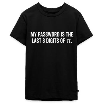Mon mot de passe est les 8 derniers chiffres de Pi - T-shirt Premium bio Ado - noir - Devant - AI Model Teenager Male light (155cm)