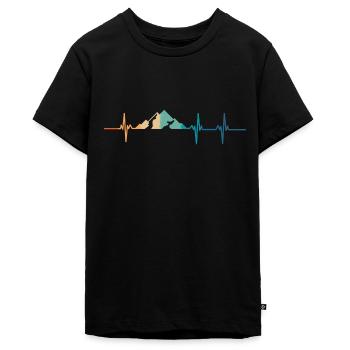 Herzschlag der Berge - Teenager Premium Bio T-Shirt - Schwarz - Vorne - AI Model Teenager Male light (155cm)