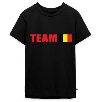 Support-Team Belgien - Teenager Premium Bio T-Shirt - Schwarz - Vorne - AI Model Teenager Male light (155cm)