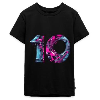 NR. 10 NUMMER 10 COOL 10. GEBURTSTAG - Teenager Premium Bio T-Shirt - Schwarz - Vorne - AI Model Teenager Male light (155cm)