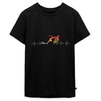 Vintage Triathlon Swim Bike Run Triathlet Herzschl - Teenager Premium Bio T-Shirt - Schwarz - Vorne - AI Model Teenager Male light (155cm)