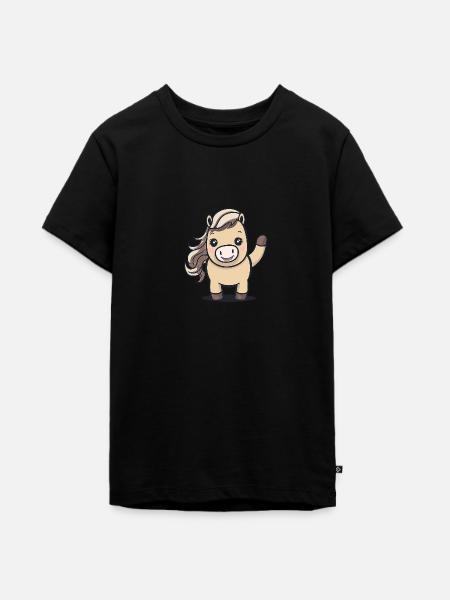 Kawaii hest, for stolte ryttere - Teenager Premium økologisk T-shirt - sort