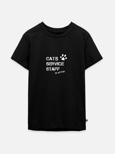 Cats Service Katze Personal - Teenager Premium Bio T-Shirt - Schwarz
