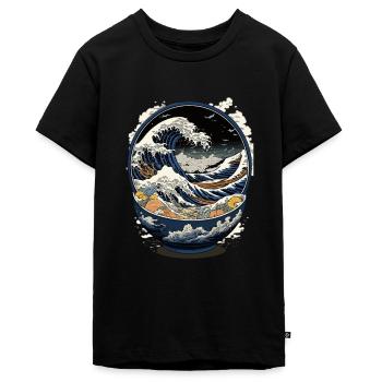 Ramen Hokusai Japanese Art Kanagawa Humor - Teenager Premium Organic T-Shirt - black - Front - AI Model Teenager Male light (155cm)