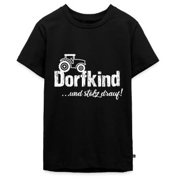 Dorfkind Spruch Heimatliebe Dorf Geschenkidee - Teenager Premium Bio T-Shirt - Schwarz - Vorne - AI Model Teenager Male light (155cm)