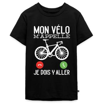 Mon Vélo M'appelle Cadeau Cycliste Humour - T-shirt Premium bio Ado - noir - Devant - AI Model Teenager Male light (155cm)