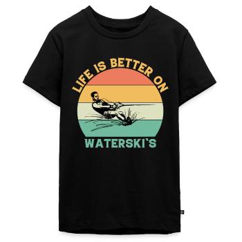 La vie est meilleure en ski nautique - T-shirt Premium bio Ado - noir - Devant - AI Model Teenager Male light (155cm)