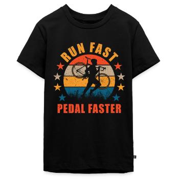 Cyclocross Run Fast Pedal Faster Gravel Cyclist - Teenager Premium Organic T-Shirt - black - Front - AI Model Teenager Male light (155cm)