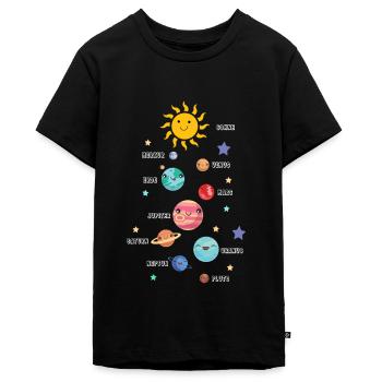 Sonnensystem Planeten Namen Astronomie Deutsch - Teenager Premium Bio T-Shirt - Schwarz - Vorne - AI Model Teenager Male light (155cm)